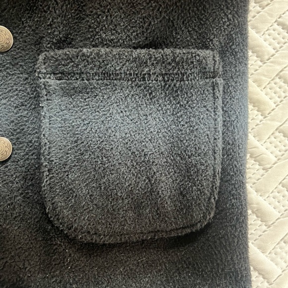 Vintage Woolrich Women Striped Blue Black Fleece Blazer Coat Jacket Size Small - Picture 3 of 11